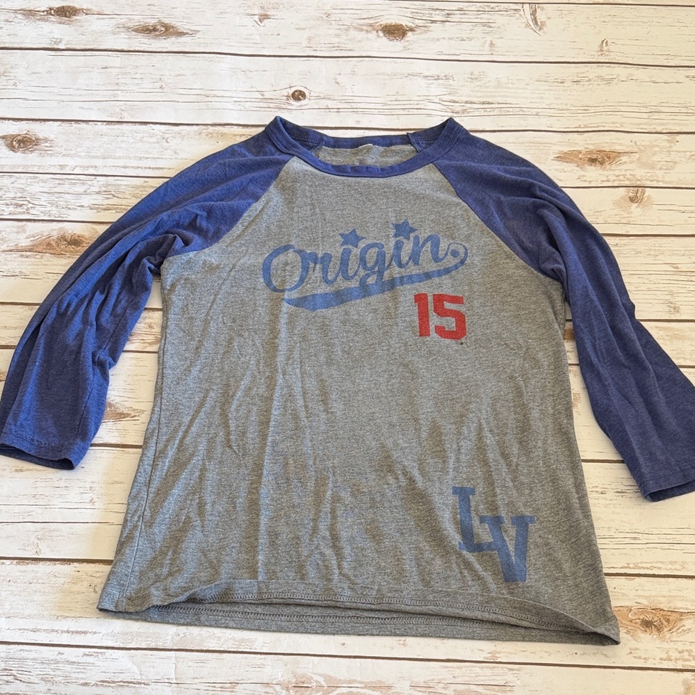 Origins women’s Tee - Blue and Gray